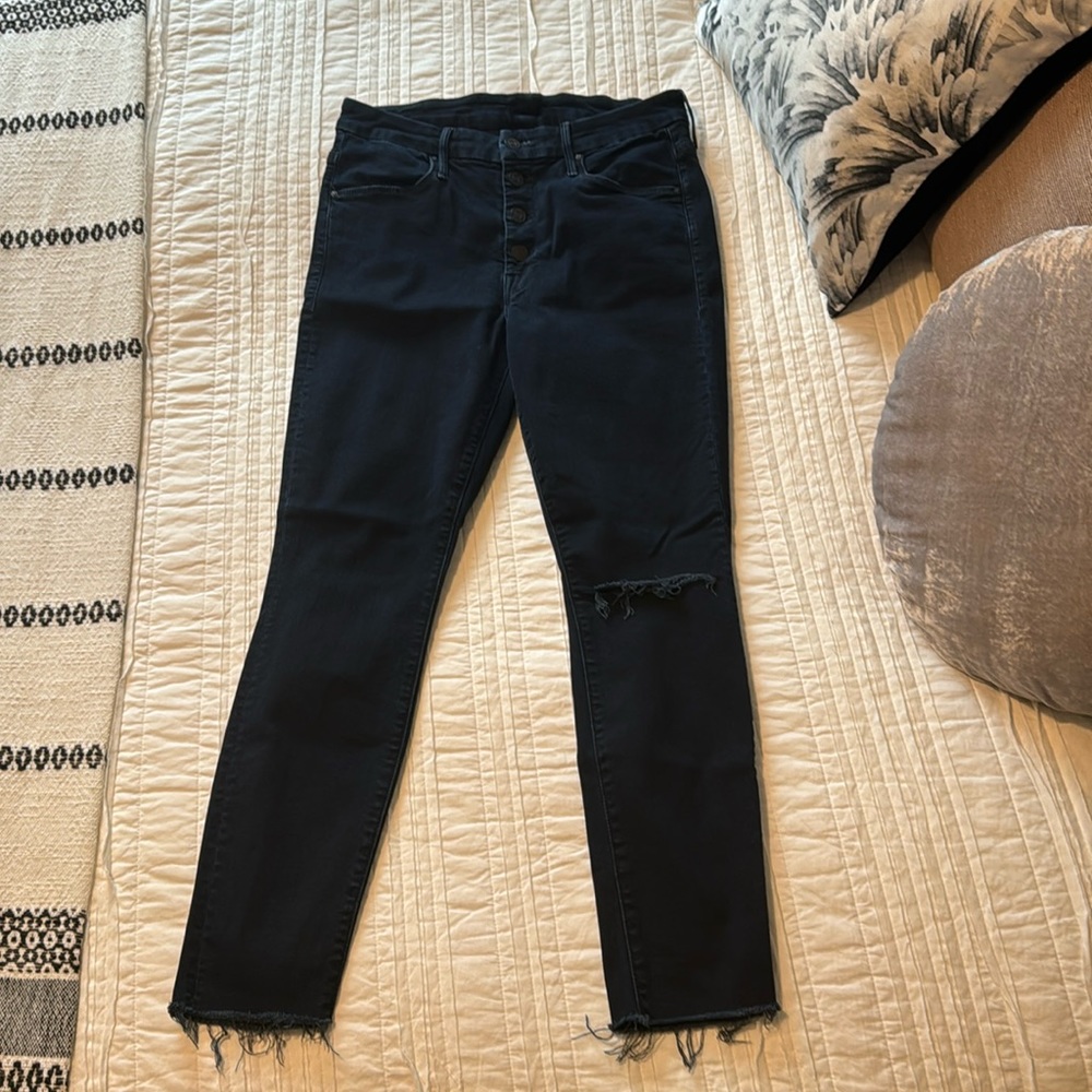 Mother denim, the pixie ankle fray, dark wash, size 30